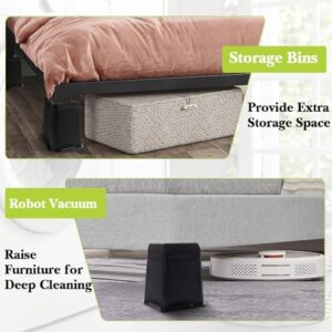 Bed Risers 1 inch, 2 inch, 3 inch, 4 inch, 6 inch, 8 inch Heavy Duty, Oversized Furniture Riser for Couch Sofa Table Chair Leg Frame Dorm, Support up to 6000 Lbs (Black 8 Pack, 8 inch)-6 - Image 4