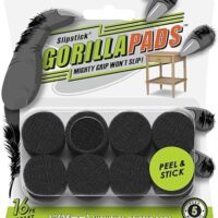 Slipstick GorillaPads CB147 Non Slip Furniture Pads/Gripper Feet (Set of 16) Self Adhesive Rubber Floor Protectors, 1 inch Round, Black