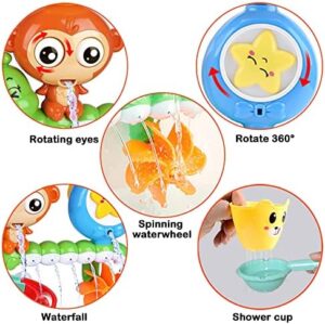 G-WACK Bath Toys for Toddlers Age 1 2 3 Year Old Girl Boy, Preschool New Born Baby Bathtub Water Toys, Durable Interactive Multicolored Infant Toy, Lovely Monkey Caterpillar,2 Strong Suction Cups - Image 2