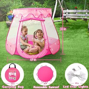 Princess Tent with Star Light for 1 Year Old Birthday Gift, Ball Pit for Babies, Toddlers Girls Toys, Easy to Pop Up and Assemble - Image 7