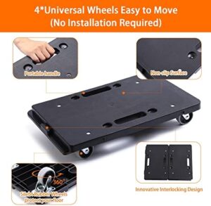 Furniture Dolly,Moving Dolly 4 Wheels Heavy Duty,16in-11in 500lbs Capacity,Furniture Movers Dollys with Wheels,Small Flat Cart with 2 Ropes, 2 Pack, Black (Black) - Image 4