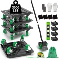 NESTEASY Heavy Duty Furniture Dolly 360° Rotating 5 Wheels, Alloy Steel Furniture Movers Upto 3000 lbs/1360 Kg Load Capacity with Measure Tape and Leveler (5.3x5.3 in)