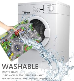 Kids Rug 3'3" x 5'2" City Life Playmat Area Rug Car City Map Washable Traffic Road Educational Learning Nursery Rug Carpet for Children Playroom Living Room Bedroom Classroom Decor Green - Image 7