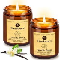 Vanilla Scented Candle Set 2 Pack, Candle for Home Scented, Odor Eliminating, Stress Relief, 15oz, 110 Hours Long Lasting Soy Wax Gift Set for Women