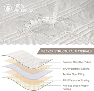 TAOCOCO Waterproof Recliner Chair Covers 30 Inch Wide, Oversized Recliner Covers for Recliner Chair with Pocket, Recliner Slipcovers with Straps Furniture Protector for Kids Pets (30'', Off White) - Image 4