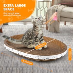 3 Pack Large Oval Cat Scratcher Bed Scratch Pad Board Lounge Couch Cats Bowl Shaped Scratching Post Nest for Cats Grinding Claw Cat Scratcher Cardboard Furniture Protector 17.3" x 14" x 2.36" - Image 4