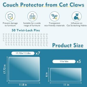No Glue Marks - Finokeil Cat Scratch Furniture Protector, 17.72x 11.8 Inches Couch Protector from Cat Claws, Eco-Friendly Furniture Protectors from Cats Scratching(12-Pack+50 Pins) - Image 3