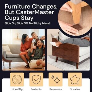 CasterMaster Non-Slip Furniture Pads Square Rubber Anti-Skid Caster Cups, Leg Coasters - Anti-Sliding Floor Protectors for Furniture (Brown, 2'' x 2'' - 4 Pack) - Image 5