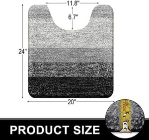 OLANLY Bathroom Rugs Sets 3 Piece, Soft Absorbent Microfiber Bath Mats and U-Shaped Contour Toilet Rug, Plush Shaggy Bath Mat Set for Bathroom (47"x20"+24"x16"+24"x20", Black) - Image 2
