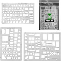 3 Pcs Interior Design Drawing Templates Including a House Floor Plan Template, a Furniture Template and an Interior Design/Kitchen/Bedroom Reusable Stencils for Drawing & Drawing Tools