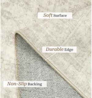zesthome 8x10 Area Rugs for Living Room,Non-Slip Backing Washable Rugs,Vintage Large Area Rug,Stain Resistant Home Decor Rug (Beige/Grey,8'x10') - Image 4