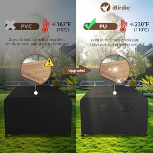 iBirdie Outdoor Patio Furniture Set Covers 110 x 56 inch fit 4 x 9 ft, 56, 54, 52 inch Wide, 110, 108, 106 inch Long Outside Dining Table and Chairs, Waterproof Weatherproof Cover, Heavy Duty 600D - Image 4