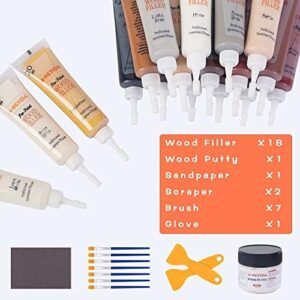 Wood Furniture Repair Kit - 18 Colors Wood Filler Hardwood Laminate Vinyl Floor Repair Kit Wood Putty Cabinet Touch Up Kit - Cover Scratches, Stains, Holes for Table, Door, Veneer, Cherry, Walnut - Image 2