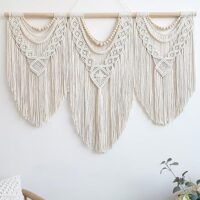 Achart Macrame Wall Hanging Large- Boho Wall Decor- large wall art- Wall Decor Living Room- Macrame Tapestry Boho Decor for Bedroom (Wooden Bead)