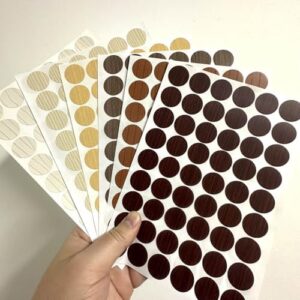 6 Sheets 324 Pcs Self-Adhesive Screw Hole Cover Stickers, 21 mm 6 Colors Screw Covers Wood Stickers for Furniture, PVC Screw Covers Caps for Cabinet Desk (Classic Color) - Image 2