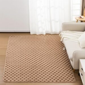 Aimuan Checkered Print Area Rug Cute Checkerboard Rugs Soft Shaggy Carpets Back Non-Slip Mat for Kids Bedroom Living Room Nursery Home Decor (Khaki, 3x5ft) - Image 7