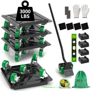 NESTEASY Heavy Duty Furniture Dolly 360° Rotating 5 Wheels, Alloy Steel Furniture Movers Upto 3000 lbs/1360 Kg Load Capacity with Measure Tape and Leveler (5.3x5.3 in) - Image 8