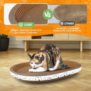 3 Pack Large Oval Cat Scratcher Bed Scratch Pad Board Lounge Couch Cats Bowl Shaped Scratching Post Nest for Cats Grinding Claw Cat Scratcher Cardboard Furniture Protector 17.3" x 14" x 2.36" - Image 6