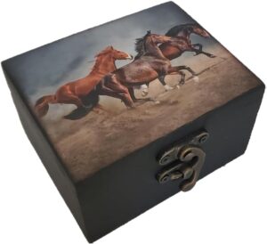 JB&C Premium Horse Jewelry Trinket Keepsake Box. Animal Home Decor, Gifts for Horse Lovers (3.75in HS)