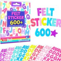 KRAFUN Felt Sticker Kit for Beginner Young Girls and Kids Arts & Crafts, Pack of 600 Assorted Scrapbook Stickers Alphabets, Numbers, Fun Shapes, Preschool, Children Early Learning, self Adhesive