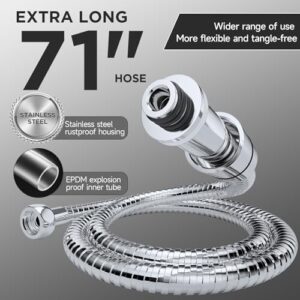 Veken Wide Rain Shower Head with 6 Modes Handheld Water Spray,High Pressure Showerhead Combo with Arm for Bathroom Accessories,Home Decor Adjustable Dual Shower with Anti-Clog Nozzles,Silver Chrome - Image 5