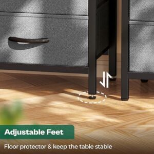 Huuger Nightstand with Charging Station, Fabric Drawers, End Table with Open Shelf, Bedside Table with USB Ports and Outlets, Night Stand for Bedroom, Walnut - Image 9