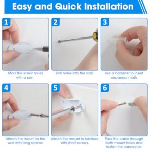 Guirnd 6 Pack Furniture Anchors, Anti Tip Furniture Anchors for Baby Proofing, Metal Earthquake Straps Furniture Straps Wall Anchor for Dresser and Bookcase (White) - Image 5