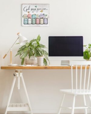 Inspirational Bible Verse Wall Art: God Says You Are Wall Sayings Flowers in Mason Jar Picture Print Christian Gift Quotes Poster for Women Girl Bedroom Decor 12" x 15" - Image 2