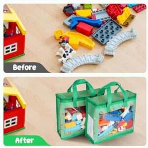 5 Pack Toy Storage Bags with Labels, Include 1 Pcs Extra Large and 4 Pcs Large Bags, Portable Toy Storage Organizer with Pattern Design for Organizing Board Game, Building Blocks, Puzzle, Kids Books - Image 8