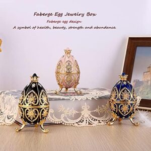 ELLDOO Faberge Egg Style Trinket Box, Enameled Jewelry Box Unique Decorative Metal Box Classic Ornaments Gift for Home Decor, Blue - Image 6