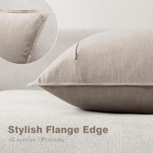 Foindtower Set of 2, Decorative Linen Soild Throw Pillow Covers Soft Accent Cushion Euro Case Boho Farmhouse Pillowcase for Chair Couch Sofa Bedroom Living Room Home Decor 24 x 24 Inch Natural Linen - Image 3