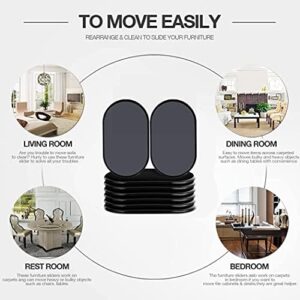 Reusable Large Furniture Sliders for Carpet, Furniture Movers Sliders, Carpet Movers Oval Heavy Duty Sofa Bed Table Desk Movers for Carpet –Quickly and Easily Move Any Item, Black (8 Pack) - Image 4