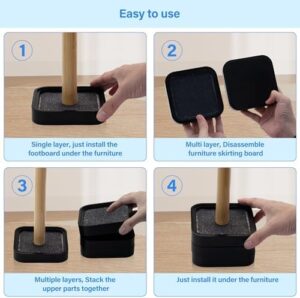 MinBoo Furniture Risers Solid Bamboo Bed Riser Double Sided Non-Slip Anti Tipping Square Stackable Adjustable Block Desk Sofa Chair Legs Refrigerator Washing Machine Support up to 5000 pounds 4 Pack - Image 6