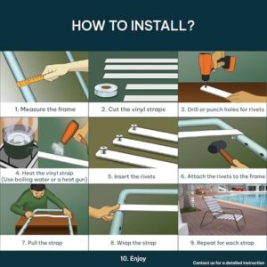 1.5 Inch Wide, 100ft Long Vinyl Strap - Replacement Straps for Patio Chairs - Vinyl Strapping for Patio Furniture Repair - Durable Seat Repair Kit for Lawn Chairs, Outdoor Furniture (White) - Image 5