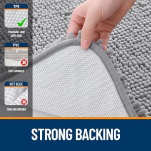 OLANLY Bathroom Rugs Sets 3 Piece, Soft Absorbent Chenille Bath Mats and U-Shaped Contour Toilet Rug, Quick Dry, Home Decor Accessories, Bath Mat Set for Bathroom (47"x20"+24"x16"+24"x20", Grey) - Image 5