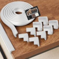 GORILLA GRIP Baby Bumpers for Furniture, Kid Proofing Adhesive Corner Edge Protectors, Heavy Duty Soft Rubber Foam Protection, Includes 8 Protective Safety Guards, 18 Feet, Off White