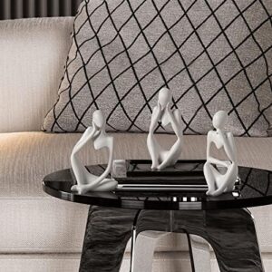 BrownLove 3pcs Decor White Thinker Statue Abstract Art Sculpture,Resin Collectible Figurines for Home Living Room Office Shelf Decoration - Image 4