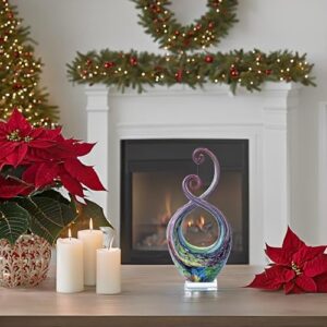 15" Tall Hand Blown Glass Abstract Sculpture with Base | Outdoor-Ready Handcrafted Glass Decor for Patio, Garden, Home & Office Display - Image 7