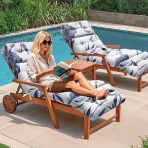 Outdoor Chaise Lounge Chair Cushion 75.1 x 22.8 x 4.7 Inches 100% Waterproof Replacement Cotton Patio Pool Lounge Chair Cushion for Outdoor Furniture with Ties, Blue Enchantress - Image 6