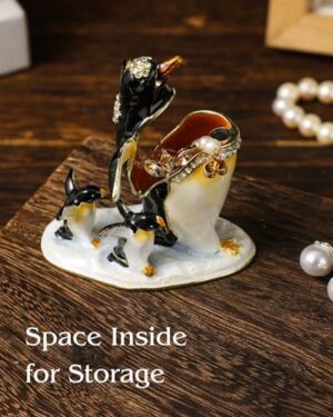 Hand Painted Trinket Box Enamel Vintage Jewelry Box Penguin Family Hinged Metal Jewelry Organizer Decorative Treasure Box Unique Gifts Family Souvenirs - Image 5