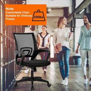 Home Office Chair Ergonomic Desk Chair Mesh Computer Chair with Lumbar Support Armrest Executive Rolling Swivel Adjustable Mid Back Task Chair for Women Adults, Black - Image 6