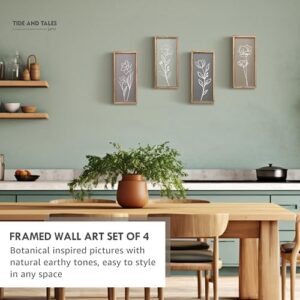 3D Wooden Floral Bathroom Wall Decor (Set of 4) Lightweight, Ready-to-Hang Framed Wall Art For Living Room, Bedroom, or Office - Premium Boho Botanical Farmhouse Decorations - Gift-Boxed - Image 8