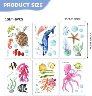 Non Slip Bathtub Stickers, 6 Pages Sea Organism Adhesive Kids Anti Slip Decal Threads for Shower Floor and Bath Tub Decals(Ocean) - Image 4