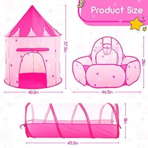 PigPigPen 3pc Kids Play Tent for Girls with Ball Pit, Crawl Tunnel, Princess Tents for Toddlers, Baby Space World Playhouse Toys, Boys Indoor& Outdoor Play House, Perfect Kid’s Gifts - Image 6