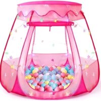 Pop Up Princess Tent with Colorful Star Lights for 1 2 3 Year Old Birthday Gift, 12-18 Months Baby Girl Toys, Foldable Ball Pit with Carrying Bag, Indoor&Outdoor Play Tent for Kids