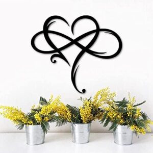 AOOLVY Infinity Heart Wall Decor, Unique Infinity Heart Metal Art Wall Decor Love Sign Steel Wall Plaques Bedroom Ornaments for Home Wedding Decor, Room Living Room Decoration (Black, 15.7x14inch) - Image 3