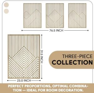 Yaofala 3 Pcs Large Wood Mountain Wall Art, 31.5" X 23" Modern Wooden Panel Mountain Wall Decor, Landscape Nature Abstract Line Minimalist Wall Art for Living Room Bedroom Study - BR04588 - Image 3