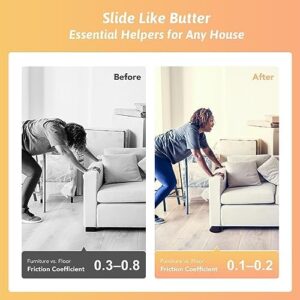 CO-Z Furniture Sliders - 8 Pack, 3 1/2" Reusable Furniture Sliders for Carpet, Heavy-Duty Furniture Gliders Movers for Hardwood Floors, Plastic Moving Pads for Heavy Furniture, Floor Protectors - Image 3