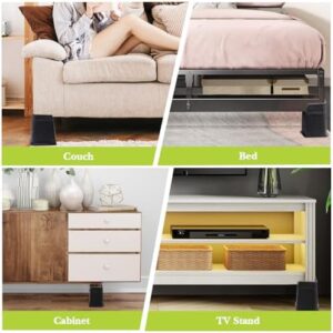 Bed Risers 1 inch, 2 inch, 3 inch, 4 inch, 6 inch, 8 inch Heavy Duty, Oversized Furniture Riser for Couch Sofa Table Chair Leg Frame Dorm, Support up to 6000 Lbs (Black 8 Pack, 8 inch)-6 - Image 6