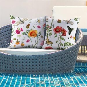 NIGHTWISH Outdoor Waterproof Pillow Covers 18x18 Set of 4 Spring Summer Decorative Floral Throw Pillow Covers Farmhouse Sofa Couch Cushion Cases for Patio Furniture Garden Decor - Image 5